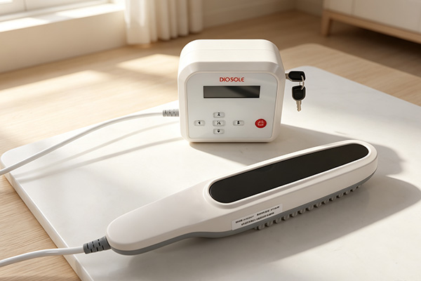 Applying phototherapy light to shoulder
